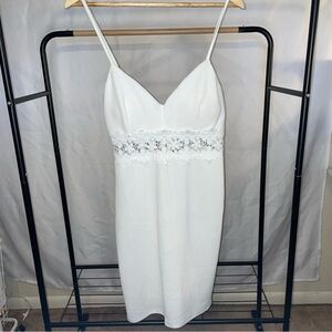 NWT White Lace Summer Dress Sweetheart Neckline Floral Cutouts Size Large